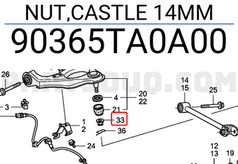 Honda 90365TA0A00 NUT,CASTLE 14MM