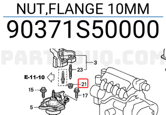 Honda 90371S50000 NUT,FLANGE 10MM