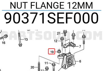 Honda 90371SEF000 NUT FLANGE 12MM
