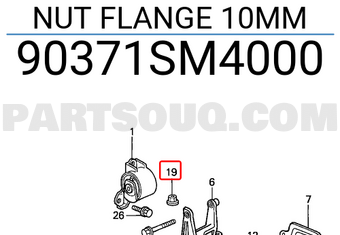 Honda 90371SM4000 NUT FLANGE 10MM