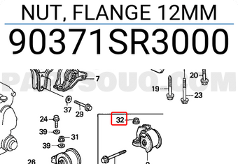 Honda 90371SR3000 NUT, FLANGE 12MM