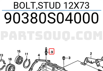 Honda 90380S04000 BOLT,STUD 12X73