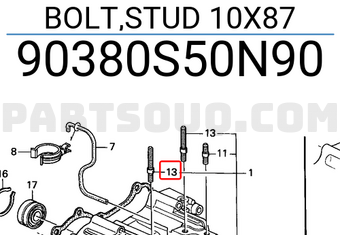 Honda 90380S50N90 BOLT,STUD 10X87