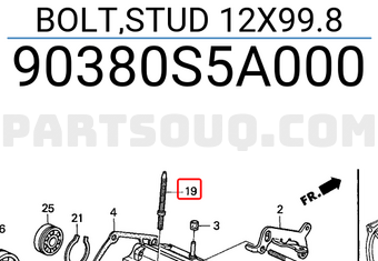 Honda 90380S5A000 BOLT,STUD 12X99.8