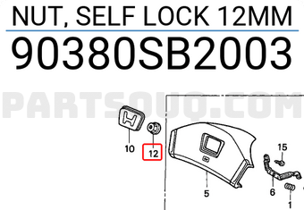 Honda 90380SB2003 NUT, SELF LOCK 12MM