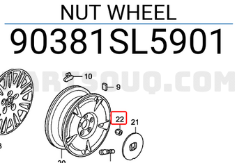 Honda 90381SL5901 NUT WHEEL