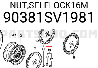 Honda 90381SV1981 NUT,SELFLOCK16M