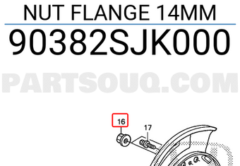 Honda 90382SJK000 NUT FLANGE 14MM