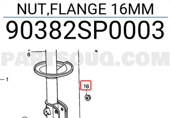 Honda 90382SP0003 NUT,FLANGE 16MM