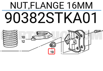 Honda 90382STKA01 NUT,FLANGE 16MM
