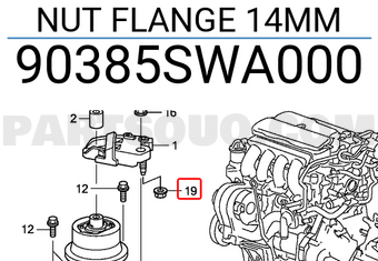 Honda 90385SWA000 NUT FLANGE 14MM