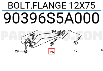 Honda 90396S5A000 BOLT,FLANGE 12X75