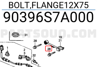 Honda 90396S7A000 BOLT,FLANGE12X75