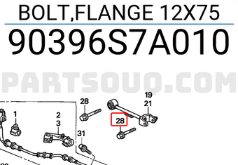 Honda 90396S7A010 BOLT,FLANGE 12X75