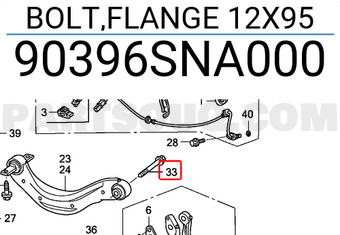 Honda 90396SNA000 BOLT,FLANGE 12X95