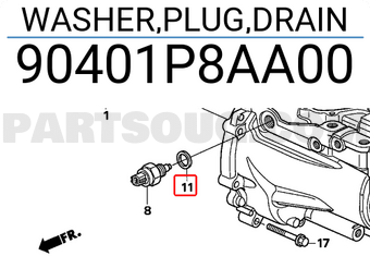 Honda 90401P8AA00 WASHER,PLUG,DRAIN