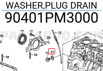 Honda 90401PM3000 WASHER,PLUG DRAIN