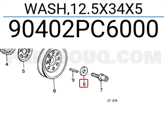 Honda 90402PC6000 WASH,12.5X34X5