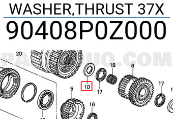 Honda 90408P0Z000 WASHER,THRUST 37X