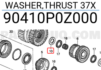 Honda 90410P0Z000 WASHER,THRUST 37X