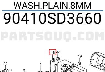 Honda 90410SD3660 WASH,PLAIN,8MM