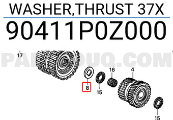 Honda 90411P0Z000 WASHER,THRUST 37X