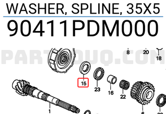Honda 90411PDM000 WASHER, SPLINE, 35X5