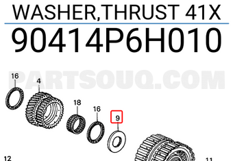 Honda 90414P6H010 WASHER,THRUST 41X