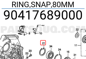 Honda 90417689000 RING,SNAP,80MM
