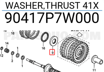 Honda 90417P7W000 WASHER,THRUST 41X
