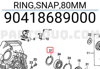 Honda 90418689000 RING,SNAP,80MM