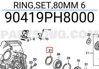 Honda 90419PH8000 RING,SET,80MM 6