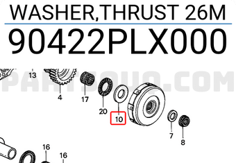 Honda 90422PLX000 WASHER,THRUST 26M