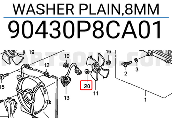 Honda 90430P8CA01 WASHER PLAIN,8MM