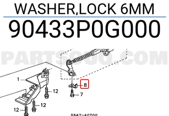 Honda 90433P0G000 WASHER,LOCK 6MM