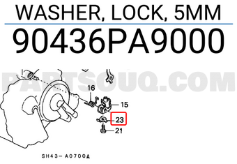 Honda 90436PA9000 WASHER, LOCK, 5MM