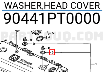 Honda 90441PT0000 WASHER,HEAD COVER