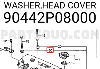 Honda 90442P08000 WASHER,HEAD COVER