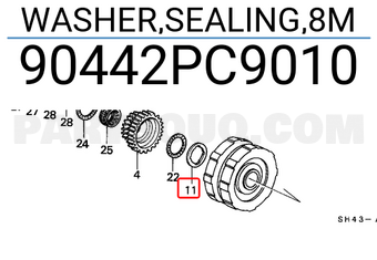 Honda 90442PC9010 WASHER,SEALING,8M