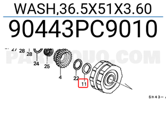 Honda 90443PC9010 WASH,36.5X51X3.60