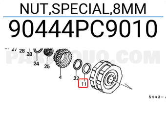 Honda 90444PC9010 NUT,SPECIAL,8MM