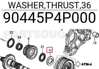 Honda 90445P4P000 WASHER,THRUST,36