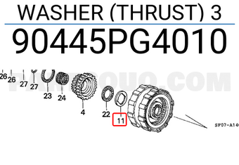 Honda 90445PG4010 WASHER (THRUST) 3