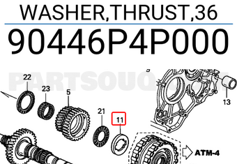 Honda 90446P4P000 WASHER,THRUST,36