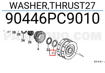 Honda 90446PC9010 WASHER,THRUST27