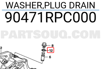 Honda 90471RPC000 WASHER,PLUG DRAIN