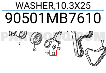 Honda 90501MB7610 WASHER,10.3X25