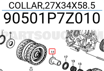Honda 90501P7Z010 COLLAR,27X34X58.5