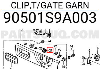 Honda 90501S9A003 CLIP,T/GATE GARN
