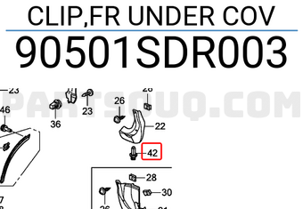 Honda 90501SDR003 CLIP,FR UNDER COV